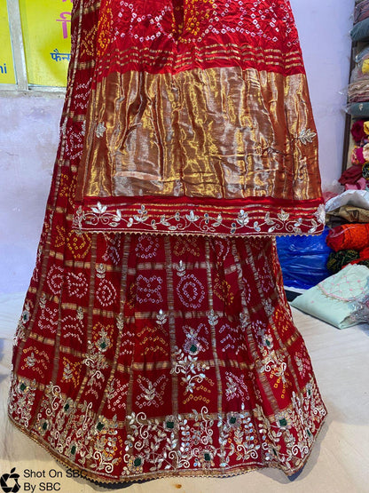 Red Pure Soft Gharchola Rajasthani Bandhej Gahdchola Lehenga Choli