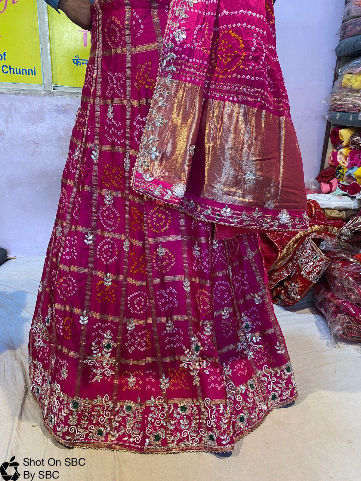 Rani Pink Rajasthani Bandhej Gahdchola Lehenga Choli