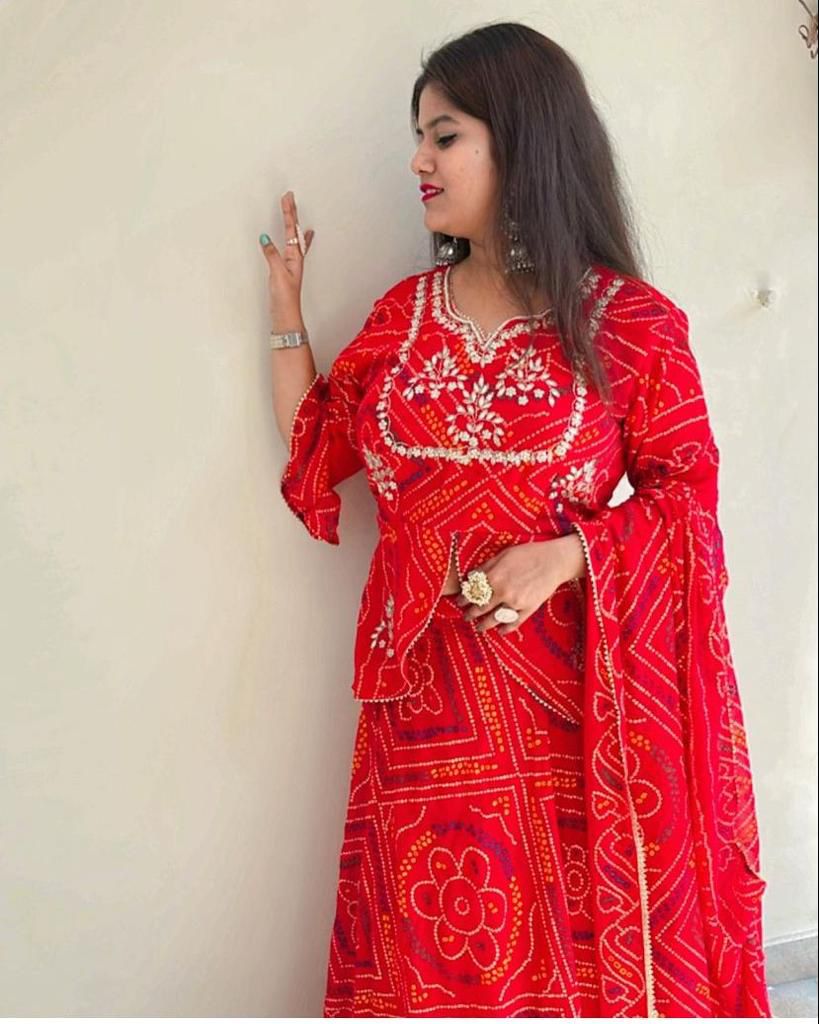 Beautiful Designer Rajasthani Bhandej Lehenga Choli