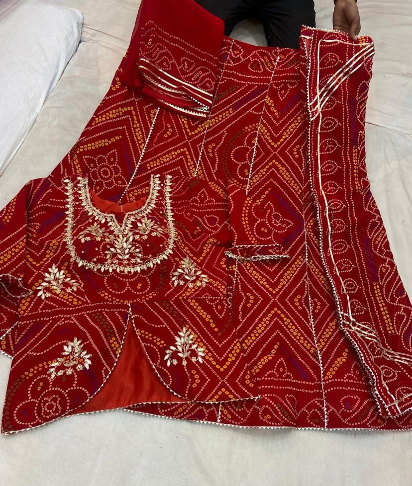 Beautiful Designer Rajasthani Bhandej Lehenga Choli