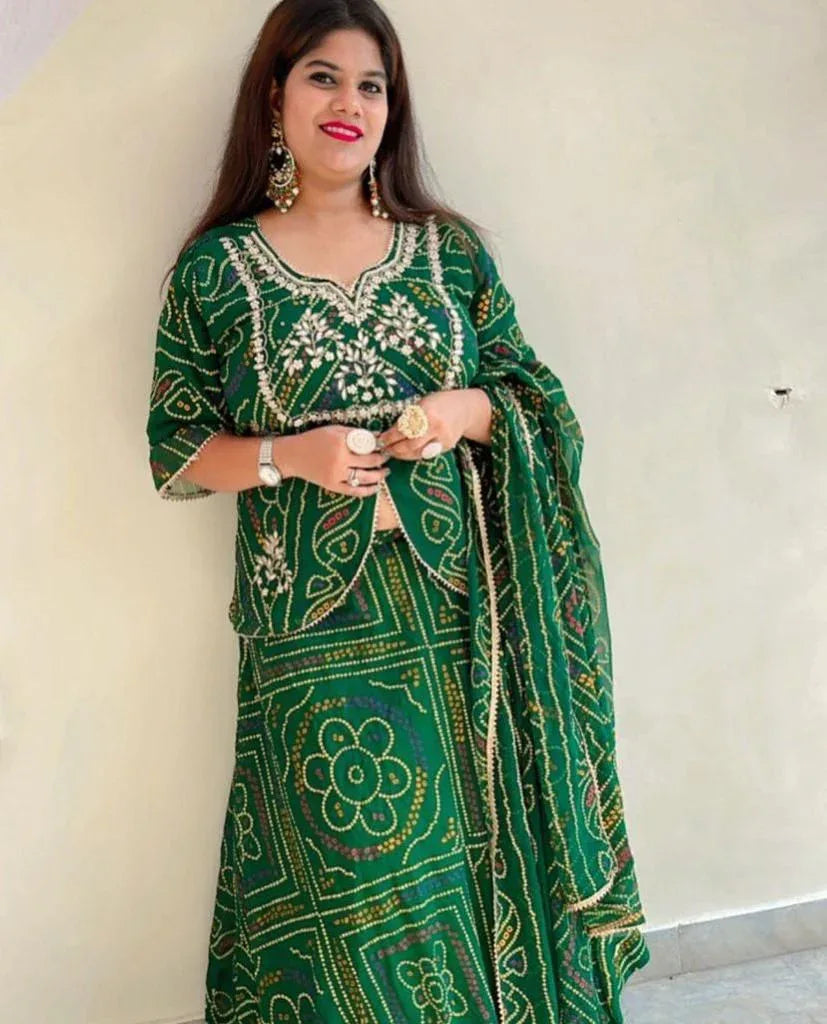Beautiful Designer Rajasthani Bhandej Lehenga Choli