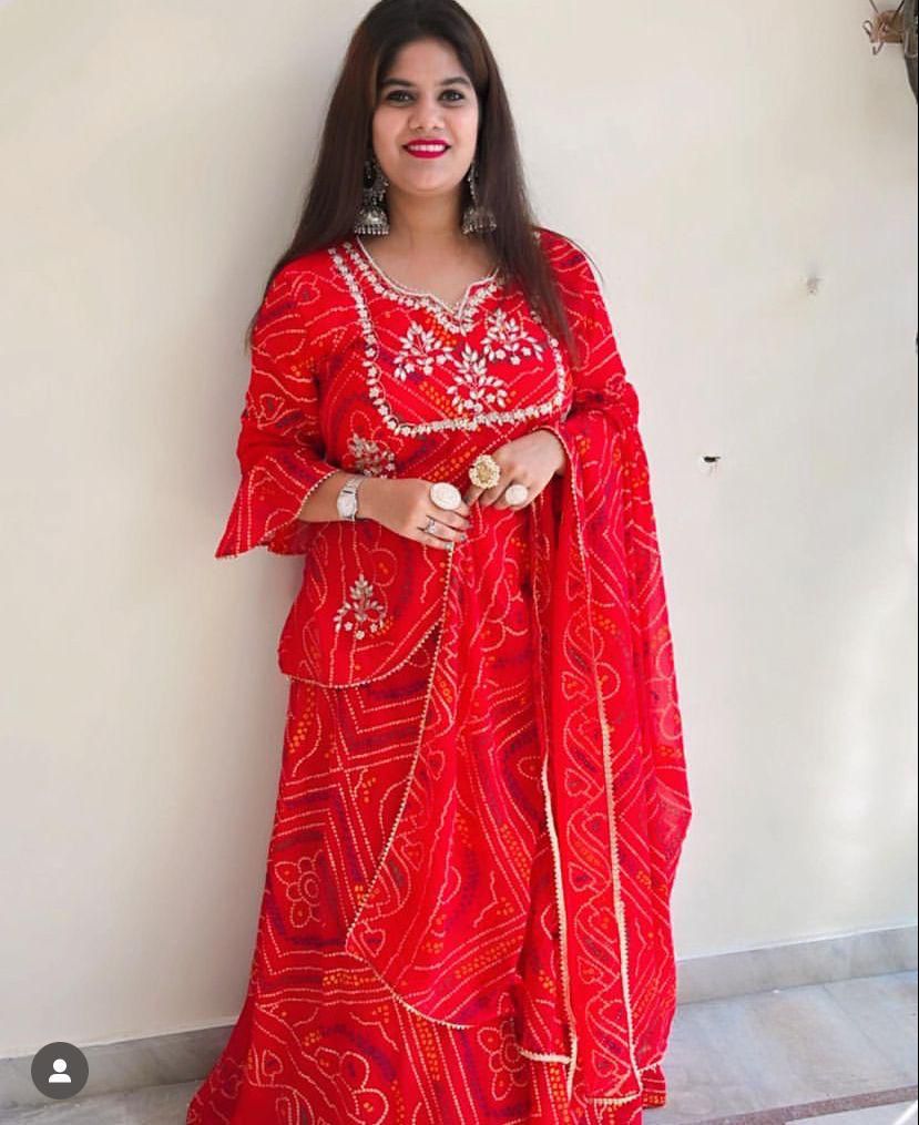 Beautiful Designer Rajasthani Bhandej Lehenga Choli