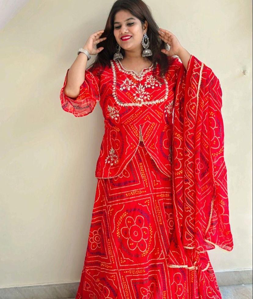 Beautiful Designer Rajasthani Bhandej Lehenga Choli