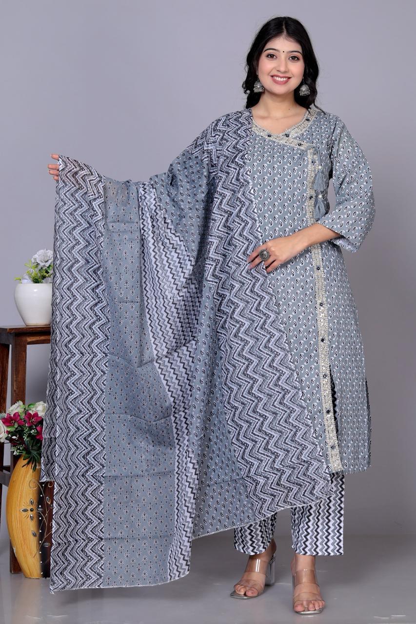 Beautiful Designer Party Wear Anarkali Pure Cotton Salwar Suit