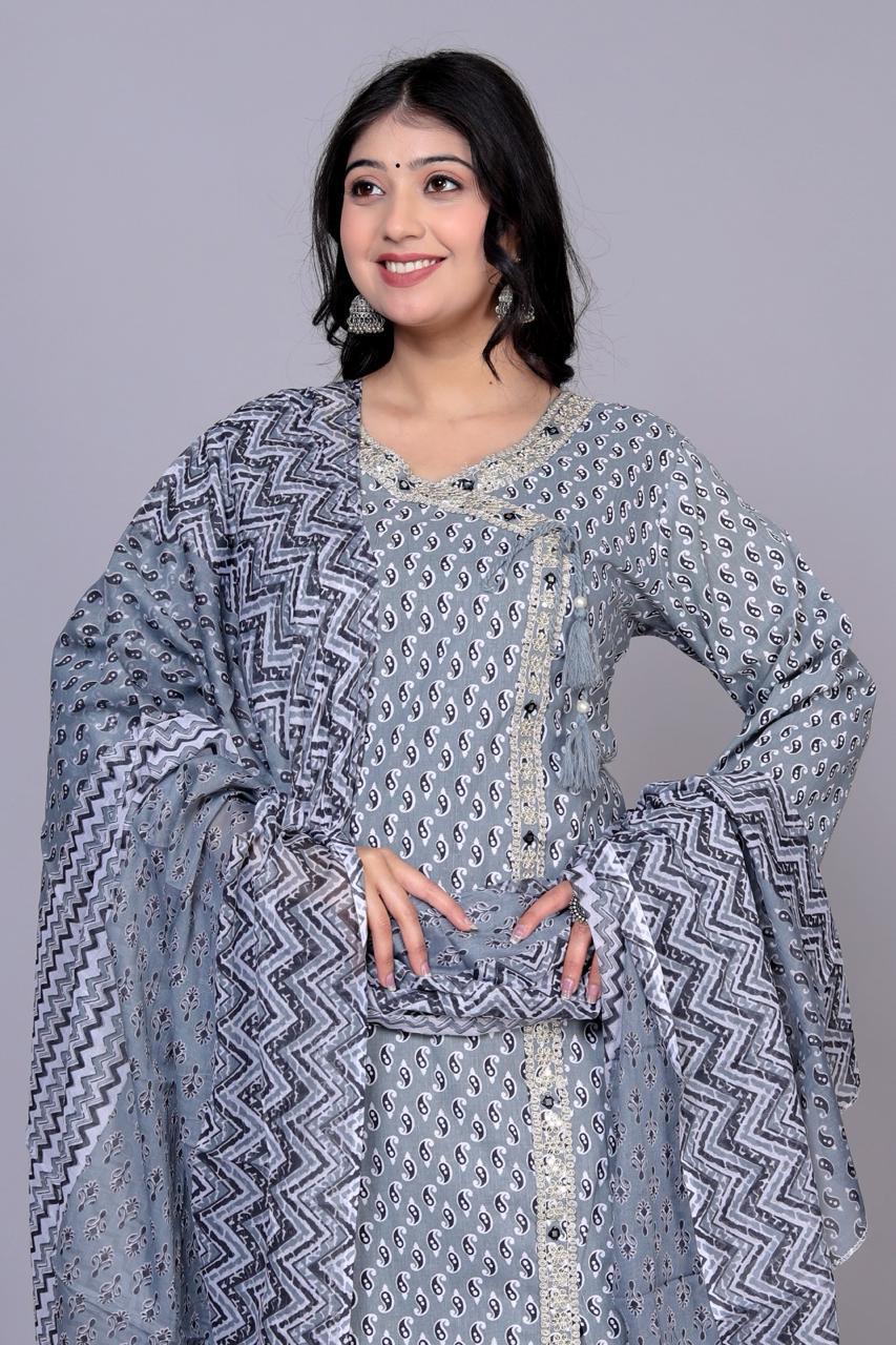 Beautiful Designer Party Wear Anarkali Pure Cotton Salwar Suit