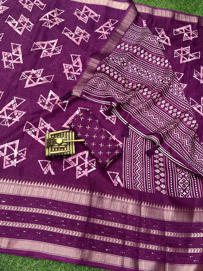 Beautiful Designer Pure Cotton Kalamkari Print Saree