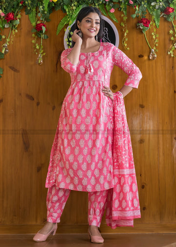 Beautiful Designer Party Wear Afghani Anarkali Pure Cotton Salwar Suit