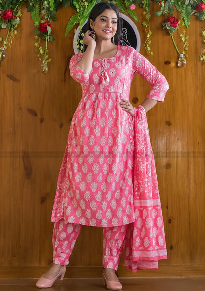 Beautiful Designer Party Wear Afghani Anarkali Pure Cotton Salwar Suit
