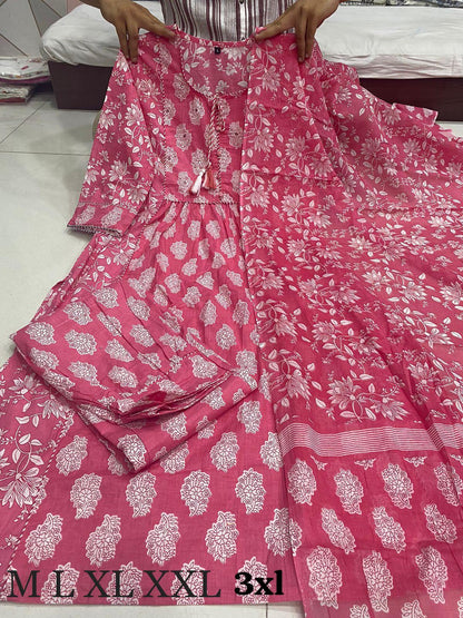 Beautiful Designer Party Wear Afghani Anarkali Pure Cotton Salwar Suit