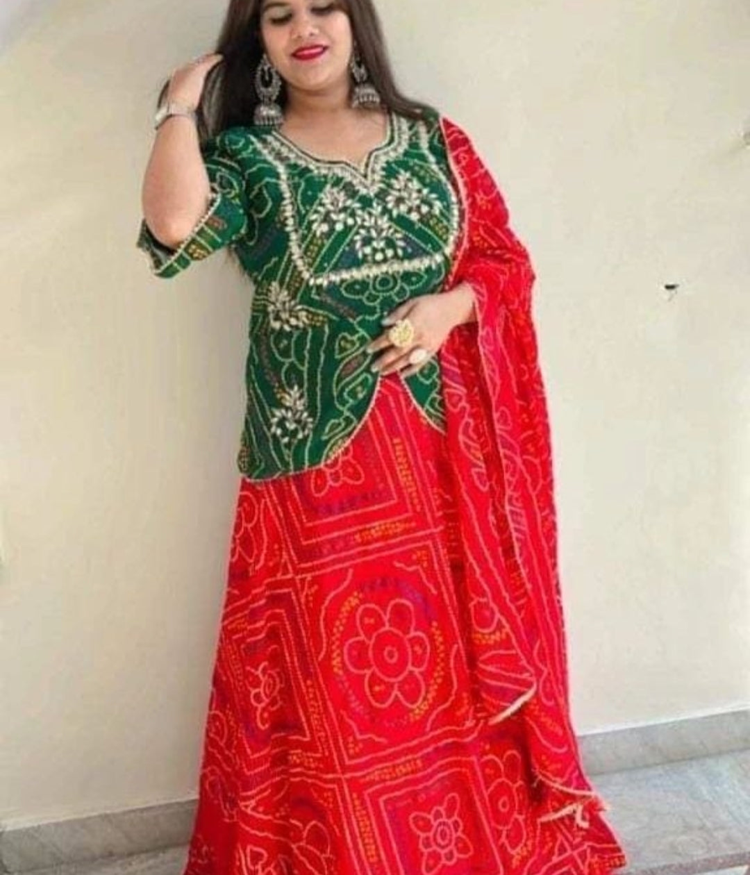 Beautiful Designer Rajasthani Bhandej Lehenga Choli