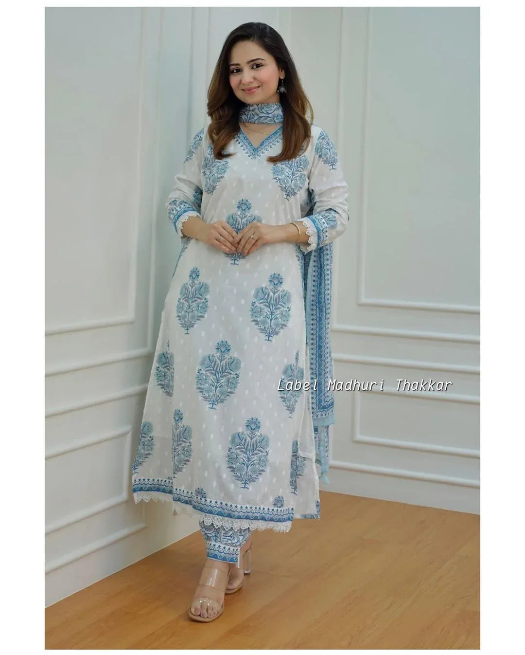 Beautiful Designer Party Wear Afghani Anarkali Pure Cotton Salwar Suit