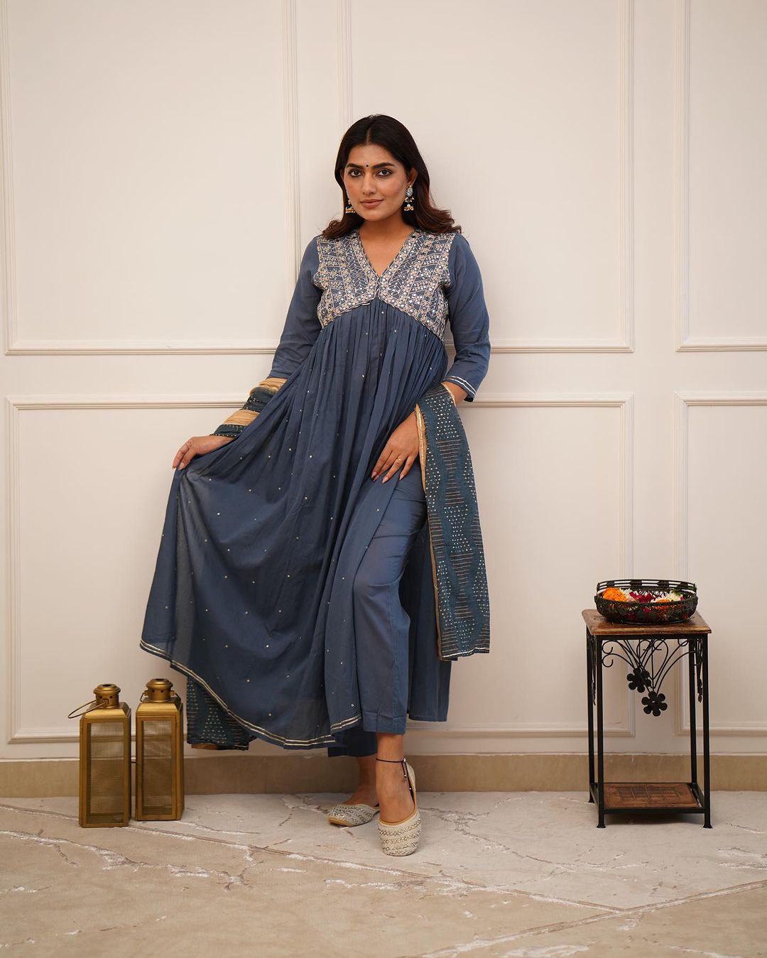 Beautiful Designer Party Wear Alia Cut Pure Cotton Salwar Suit