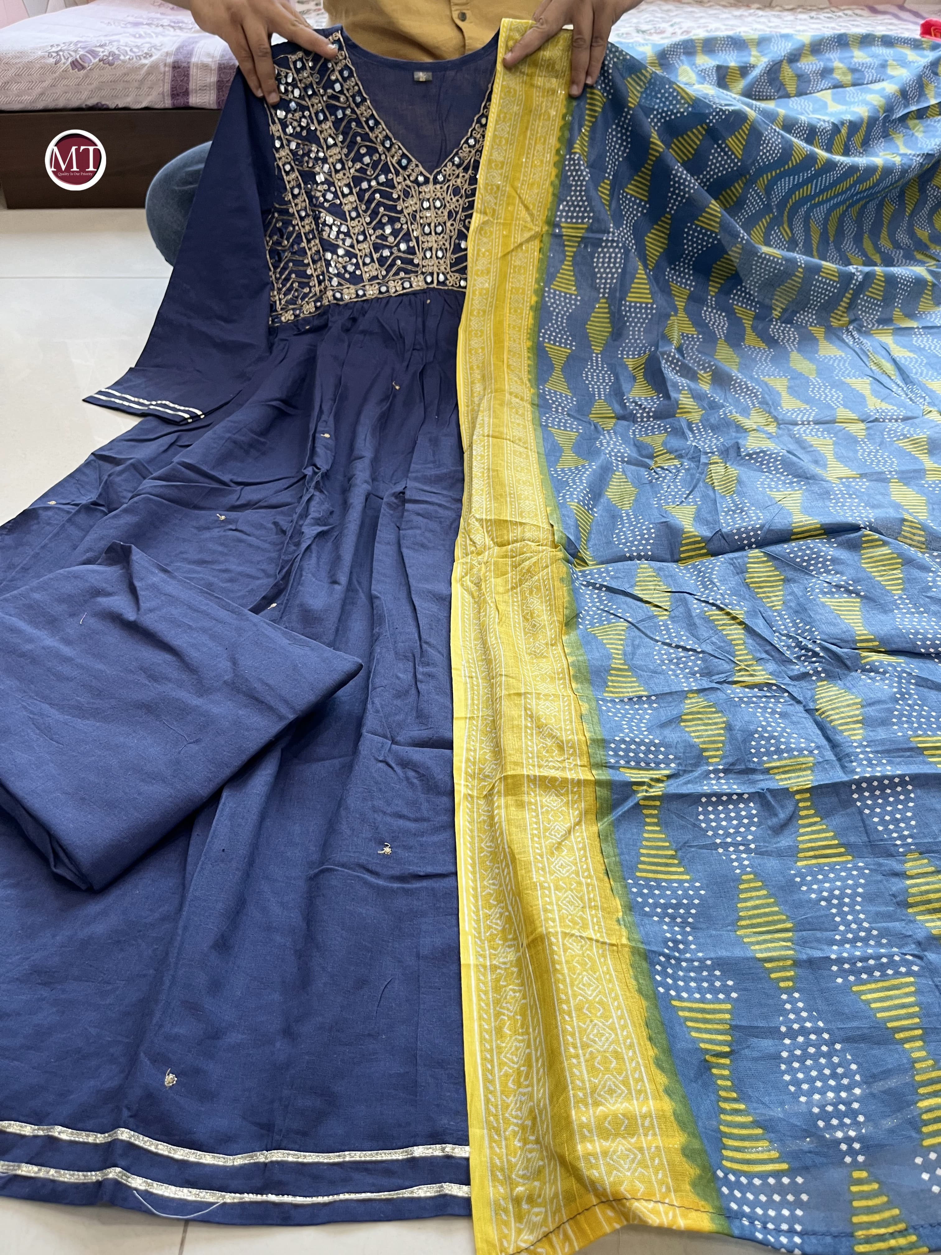 Beautiful Designer Party Wear Alia Cut Pure Cotton Salwar Suit