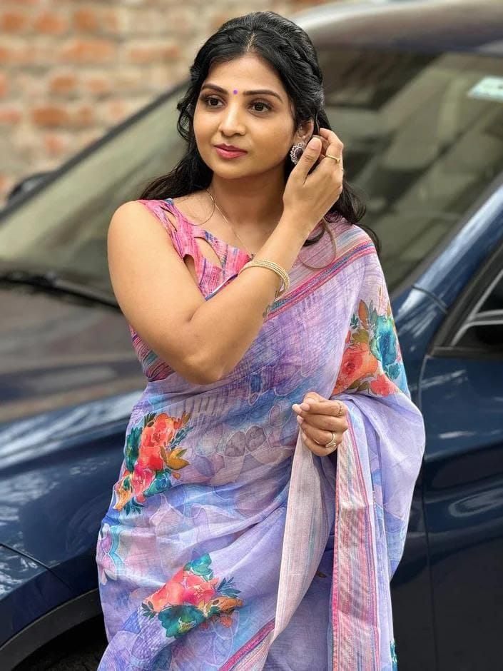 Beutiful Designer Party Wear Pure Cotton Linen Saree