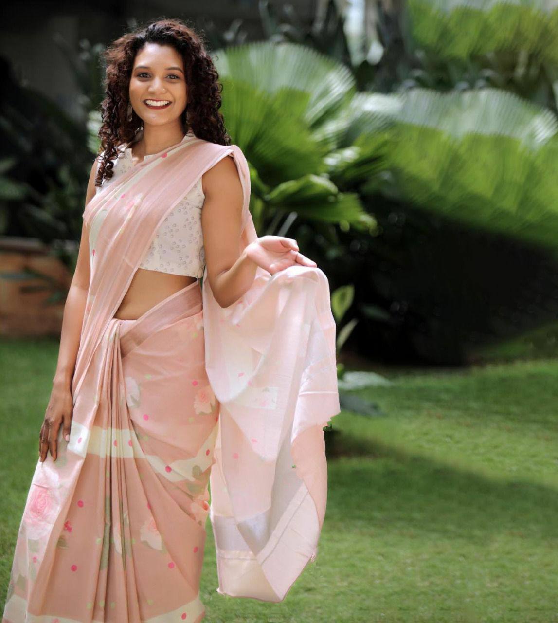 Beautiful Designer Party Wear Original Linen Saree