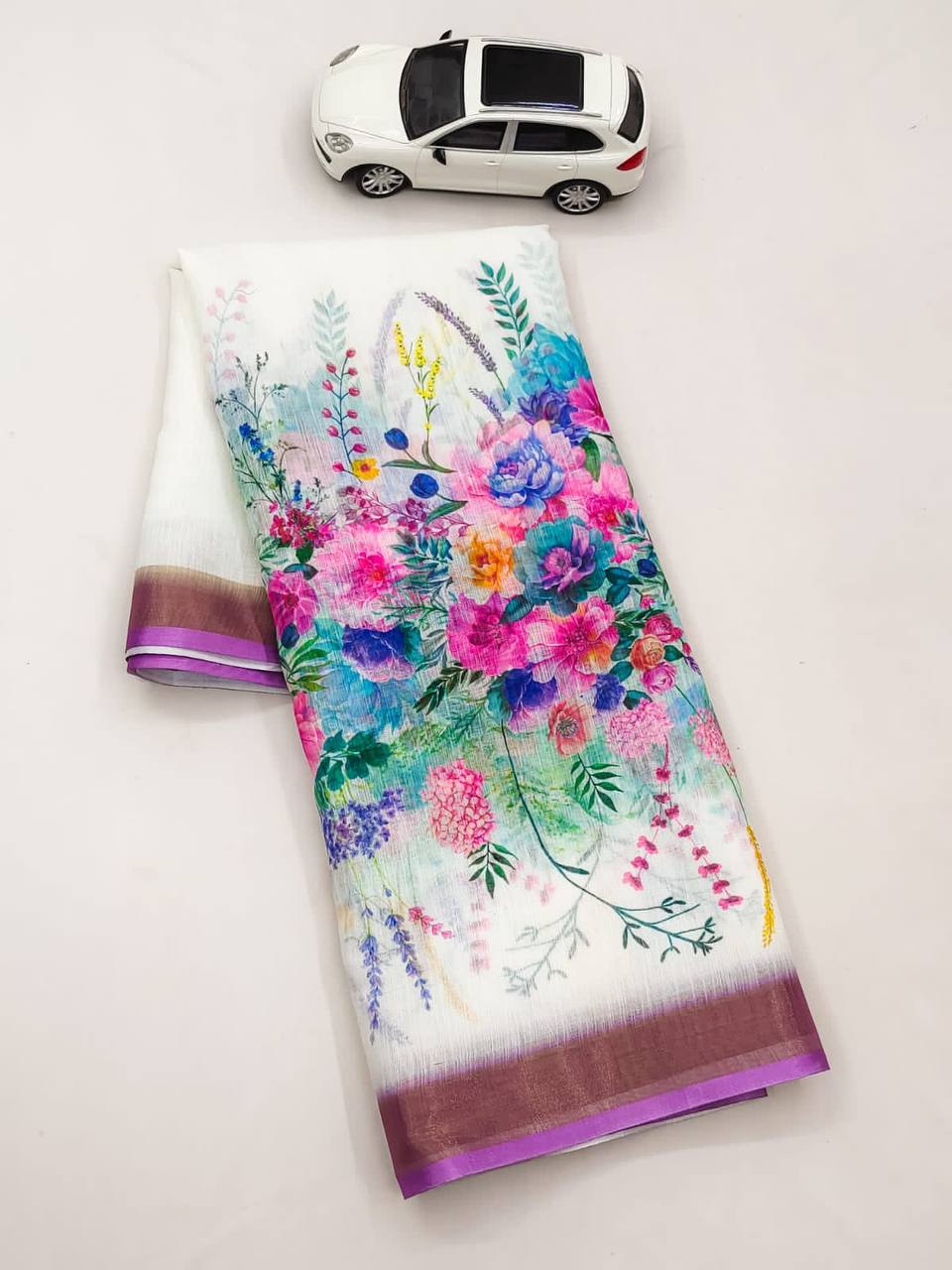 Beautiful Designer Party Wear Original Linen Saree