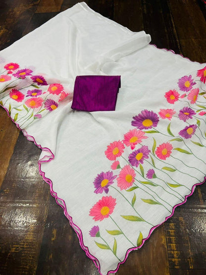 Beautiful Designer Party Wear Original Linen Saree