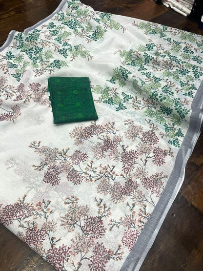 Beautiful Designer Party Wear Pure Linen Saree