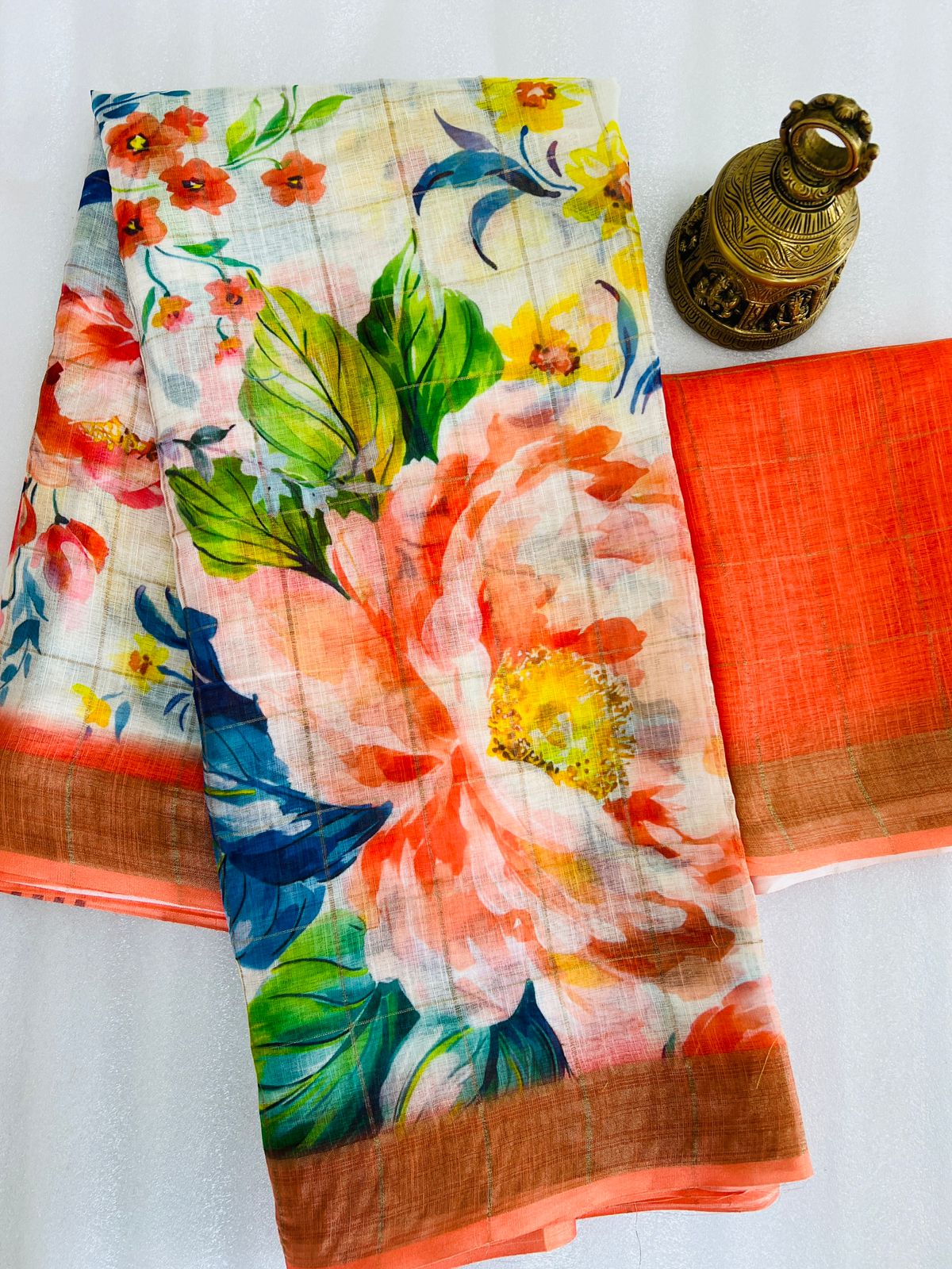 Beautiful Designer Party Wear Pure Linen Saree