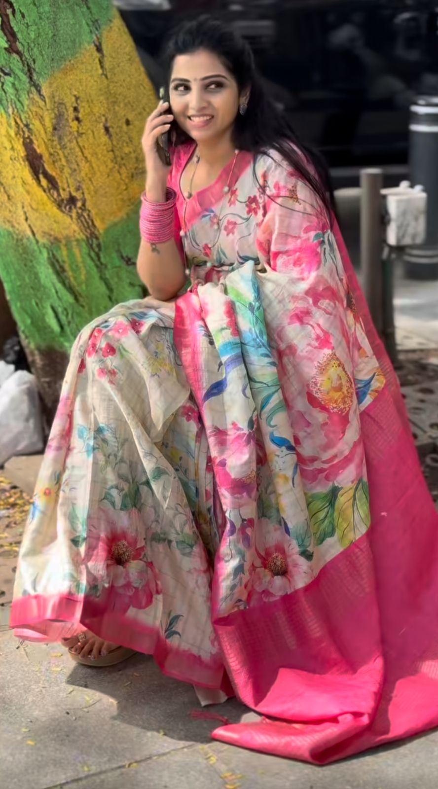 Beautiful Designer Party Wear Pure Linen Saree