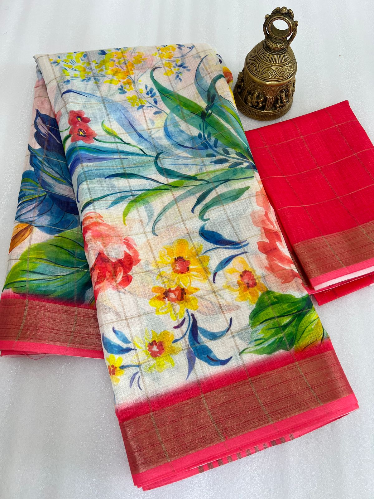 Beautiful Designer Party Wear Pure Linen Saree