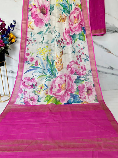 Beautiful Designer Party Wear Pure Linen Saree
