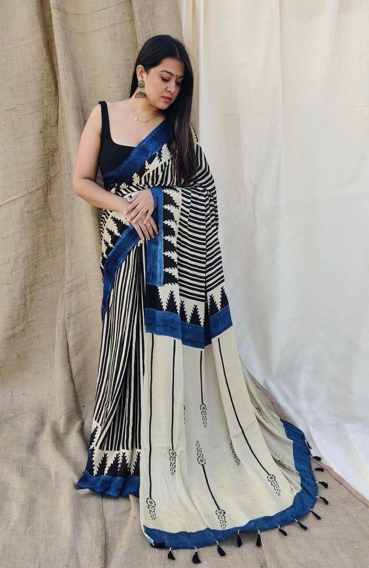 Beautiful Designer Party Wear Pure Muslin Saree