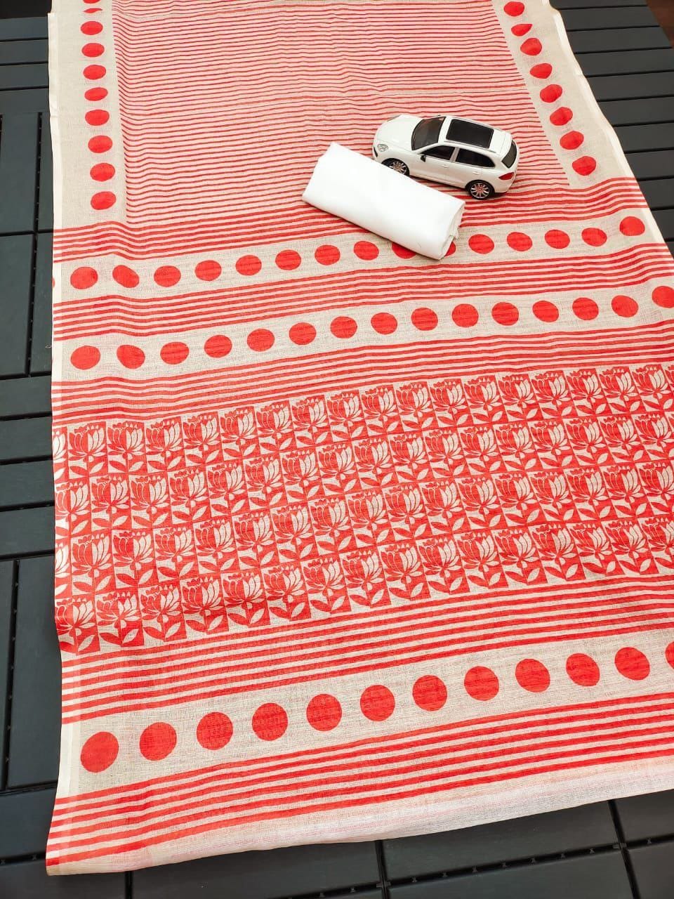 Beautiful Designer Party Wear Pure Linen Saree