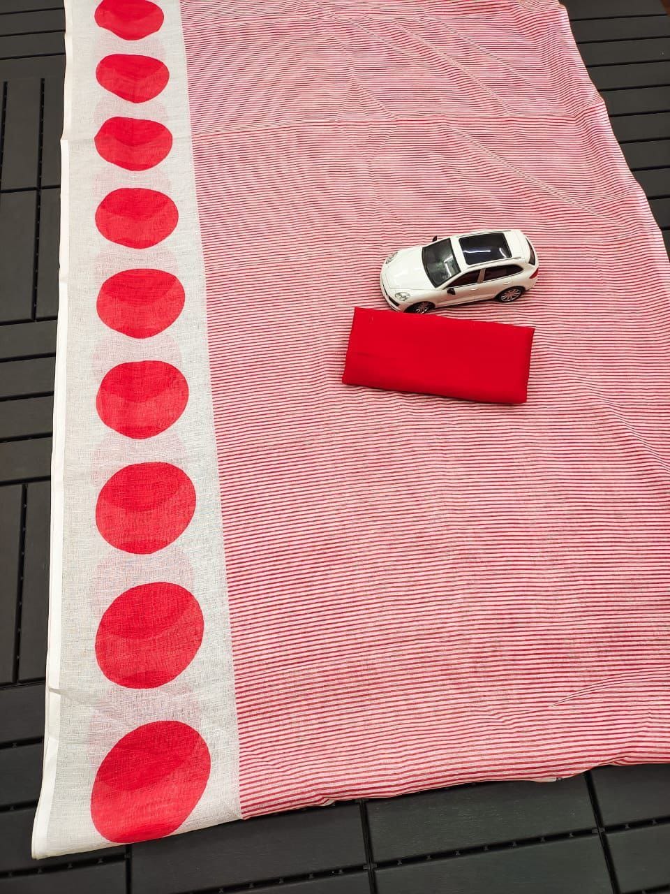 Beautiful Designer Party Wear Pure Linen Saree