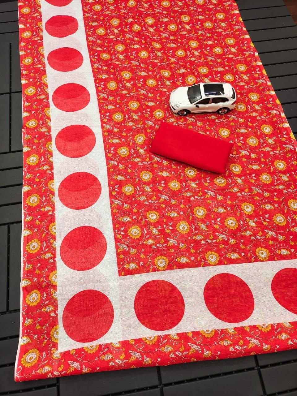 Beautiful Designer Party Wear Pure Linen Saree