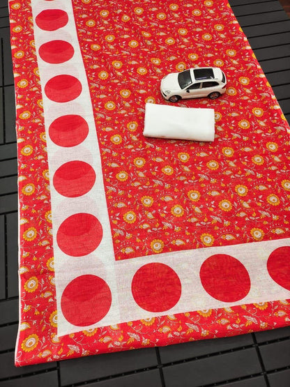 Beautiful Designer Party Wear Pure Linen Saree