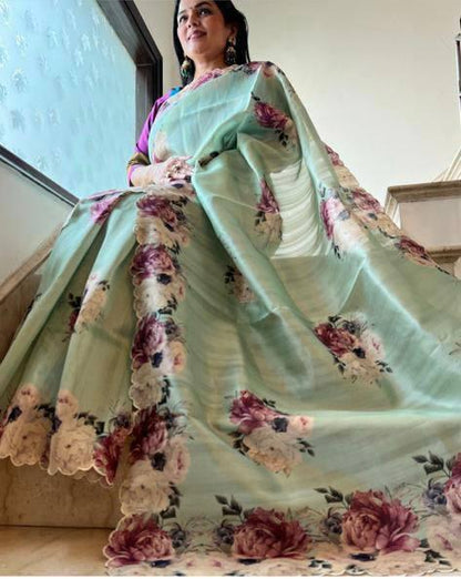 Beautiful Designer Party Wear Digital Print Saree
