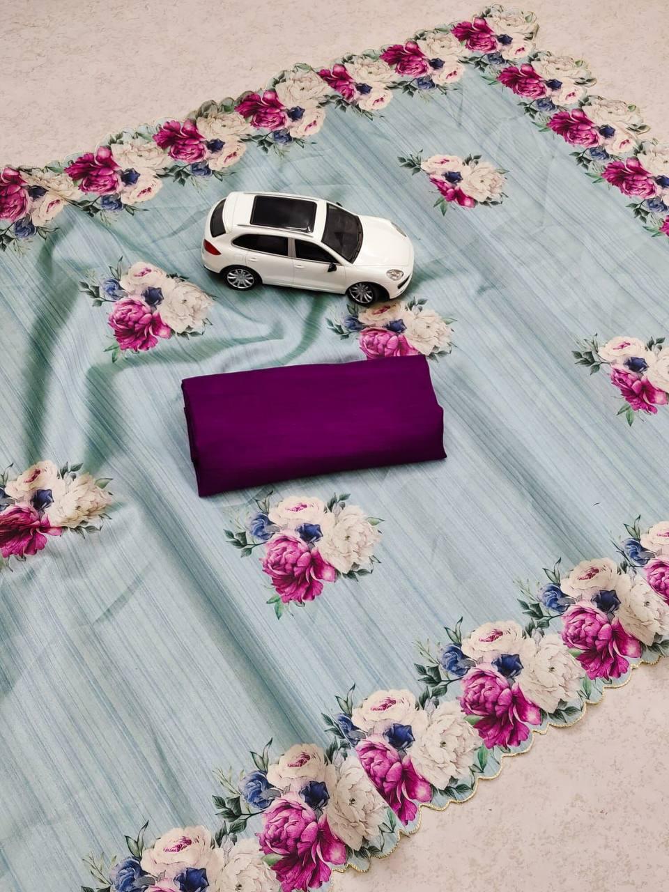 Beautiful Designer Party Wear Digital Print Saree