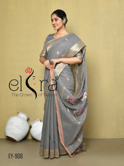 Beautiful Designer Kala Pure Cotton Floral Print Saree