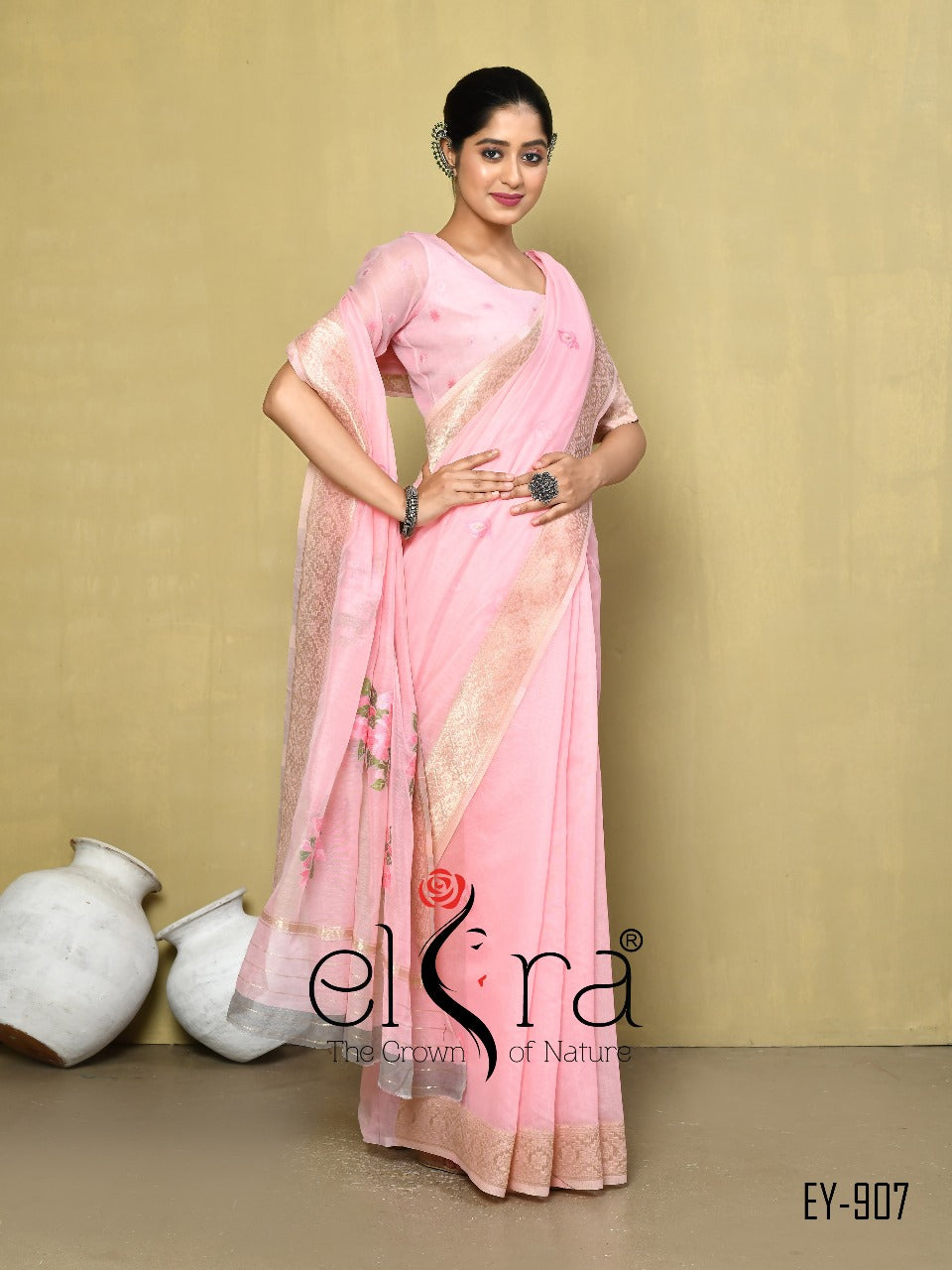 Beautiful Designer Kala Pure Cotton Floral Print Saree