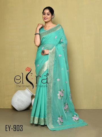 Beautiful Designer Kala Pure Cotton Floral Print Saree