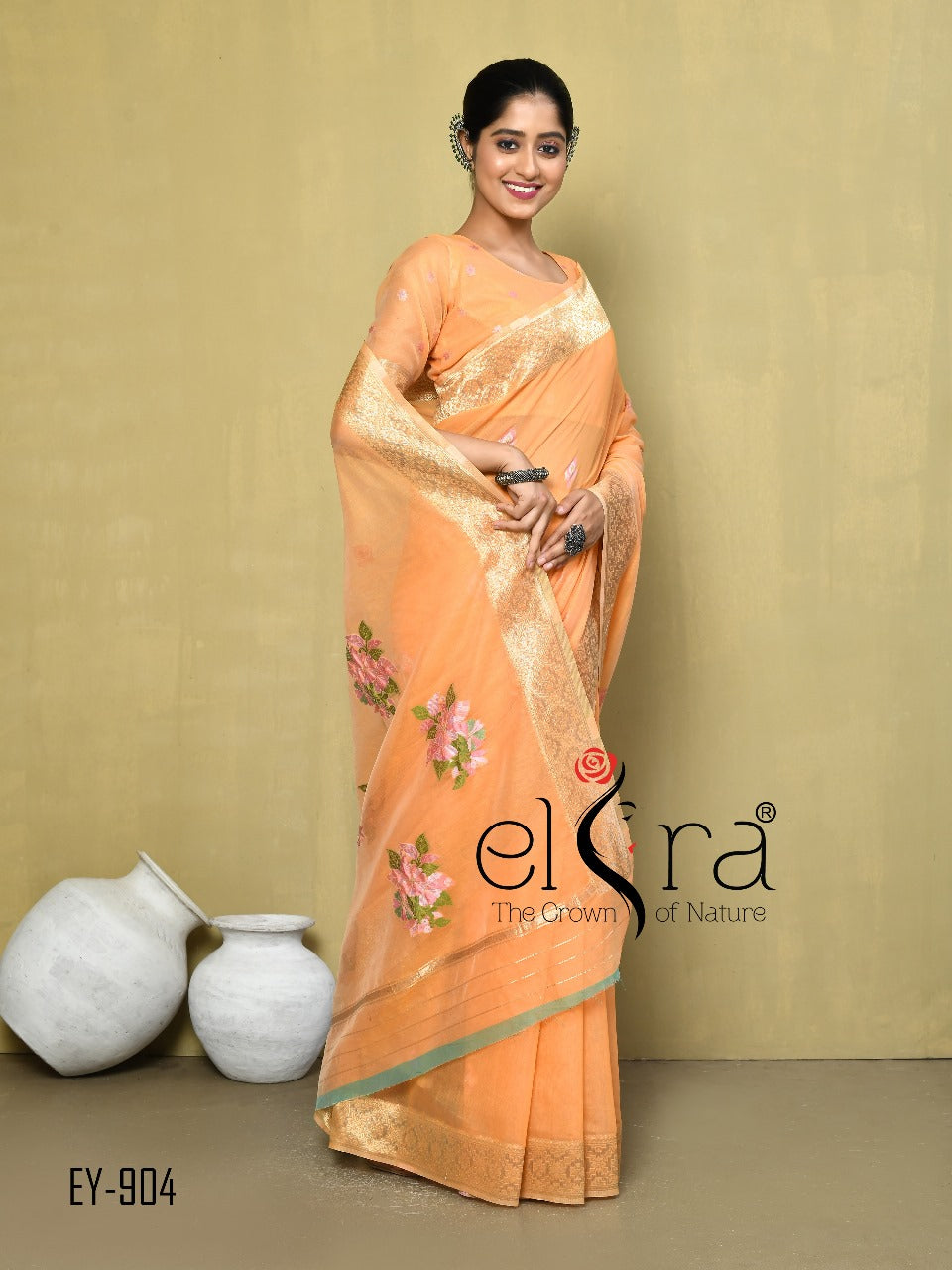 Beautiful Designer Kala Pure Cotton Floral Print Saree