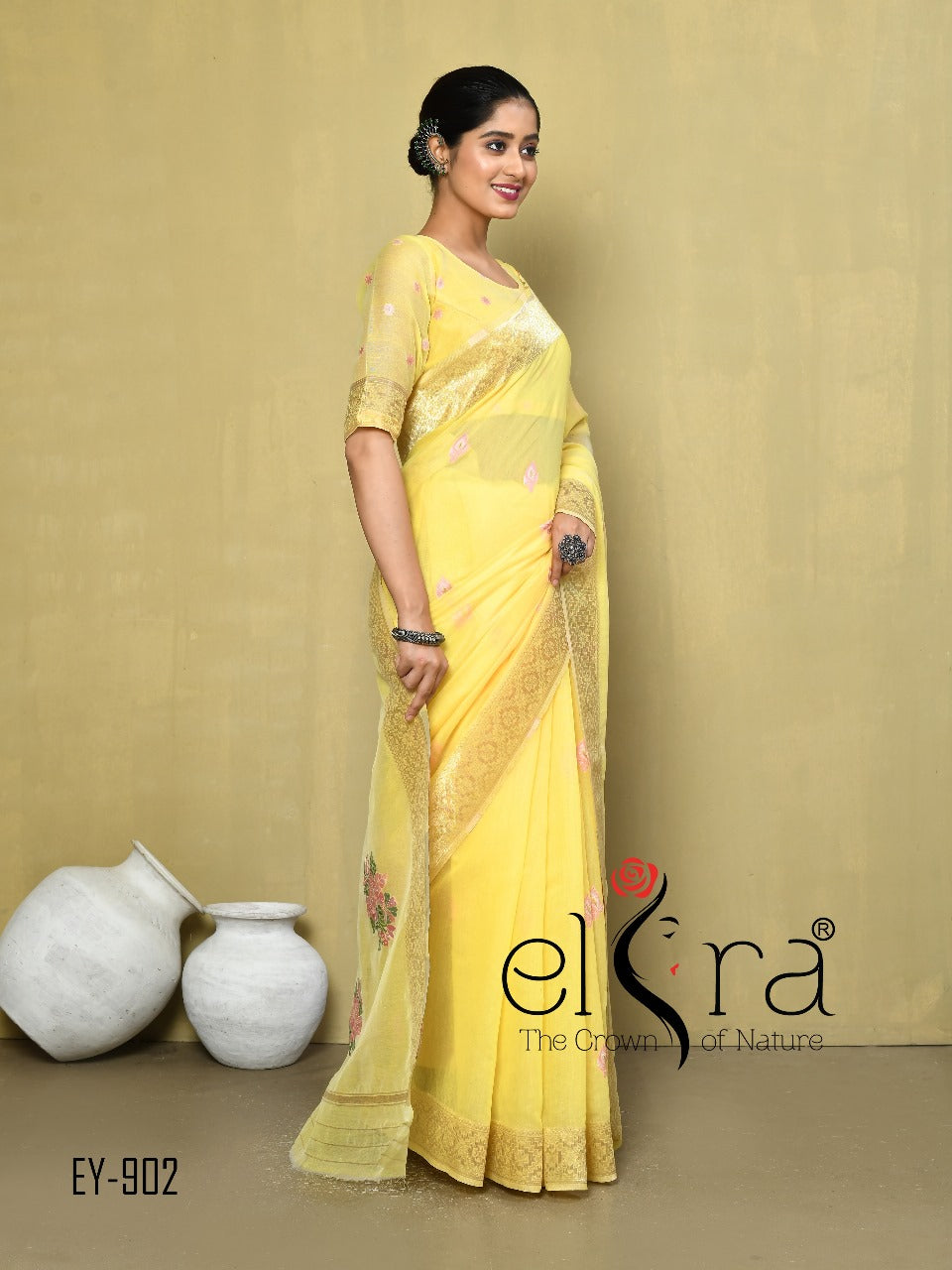 Beautiful Designer Kala Pure Cotton Floral Print Saree