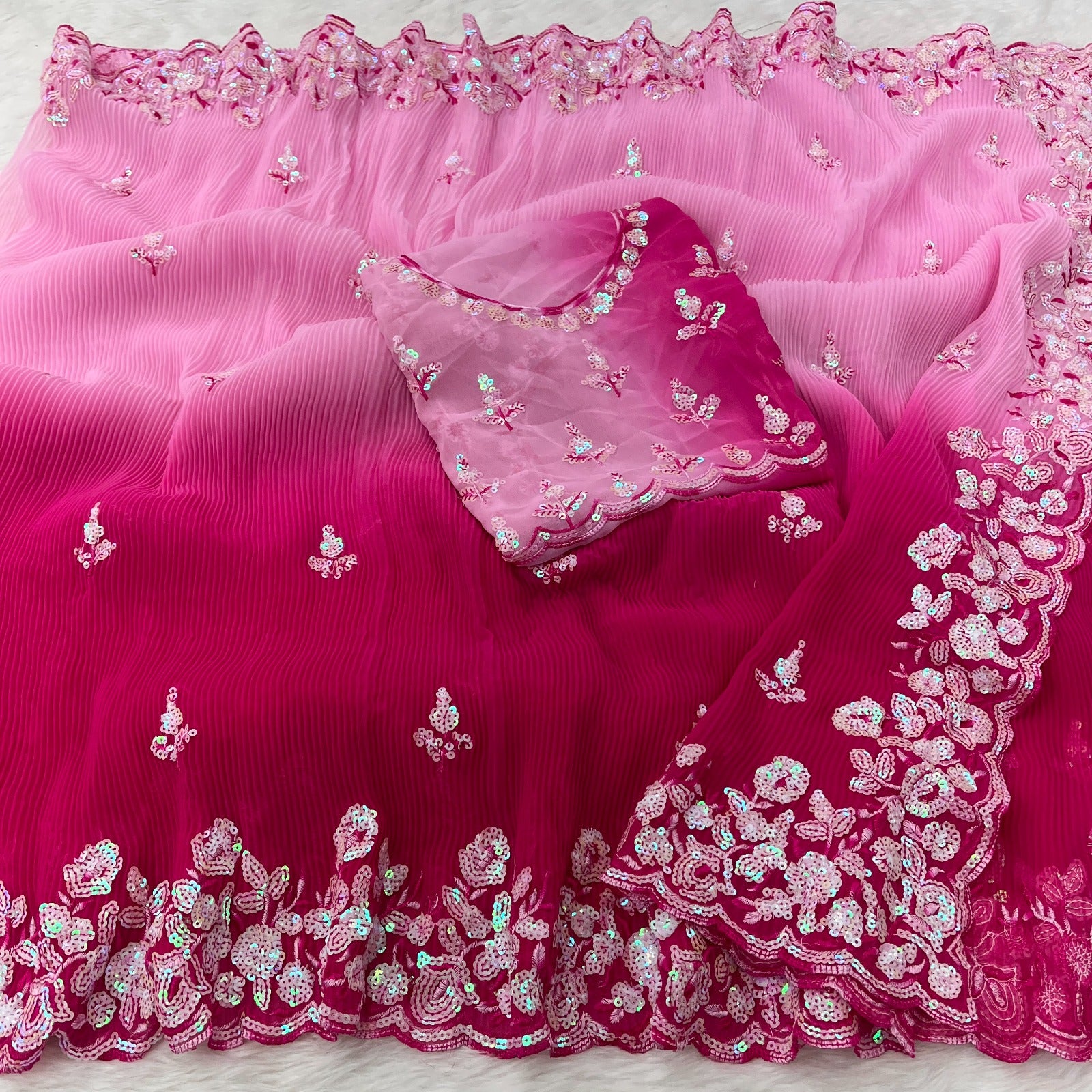 Beautiful Designer Georgette  Siroksi Sequence Saree