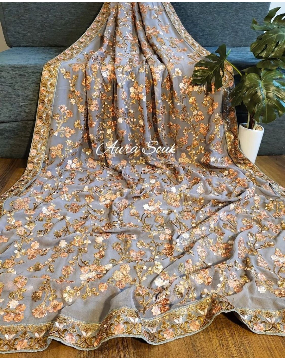 Beautiful Designer Party Wear Georgette  Sequence Saree