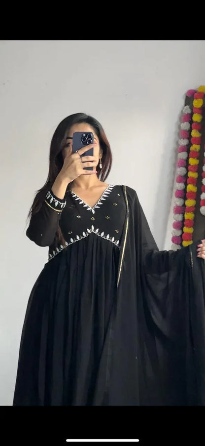 Beautiful Designer Party Wear Fox Georgette Gown