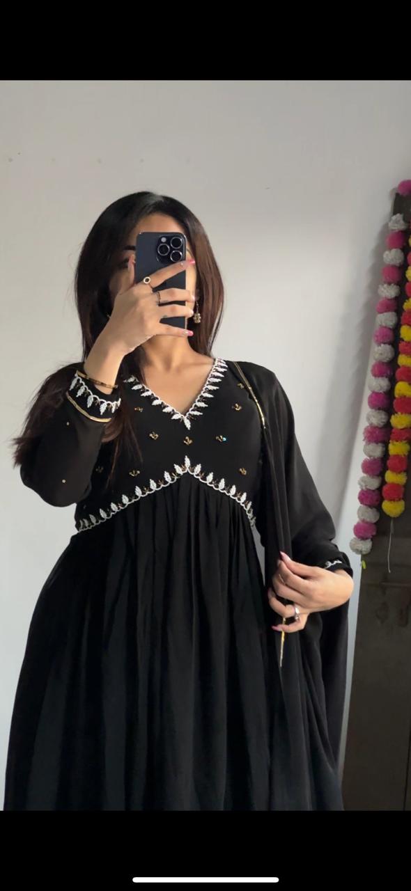 Beautiful Designer Party Wear Fox Georgette Gown