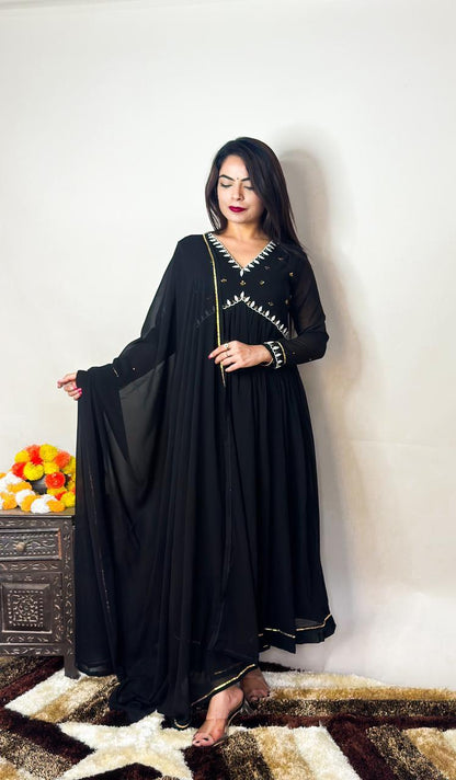 Beautiful Designer Party Wear Fox Georgette Gown
