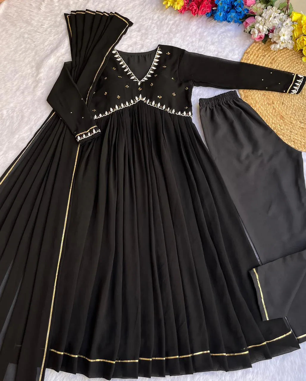 Beautiful Designer Party Wear Fox Georgette Gown