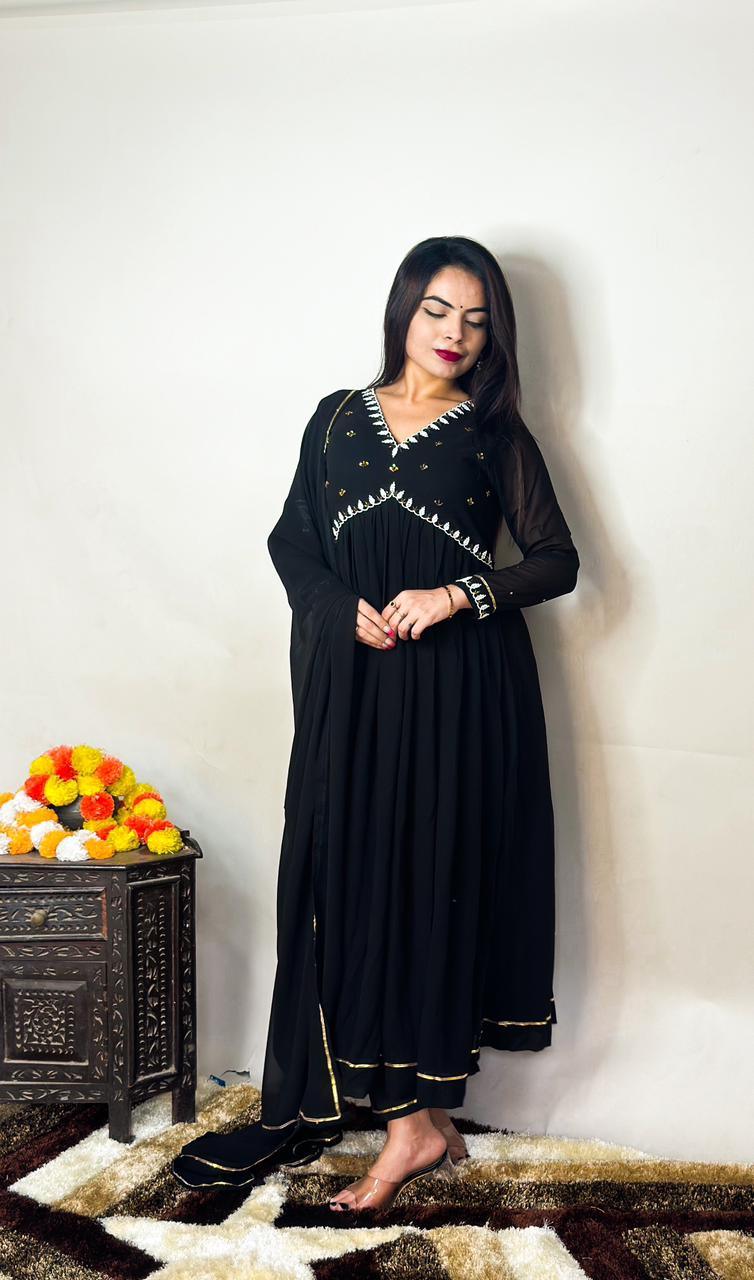 Beautiful Designer Party Wear Fox Georgette Gown