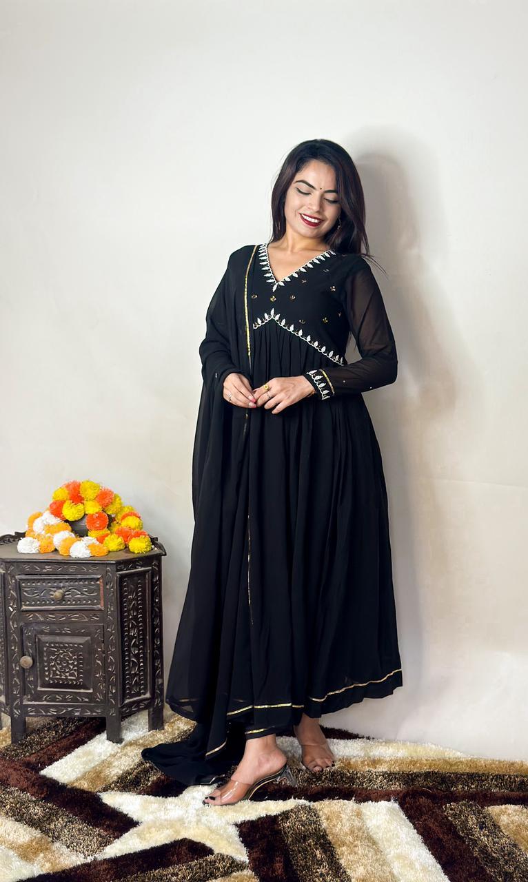 Beautiful Designer Party Wear Fox Georgette Gown