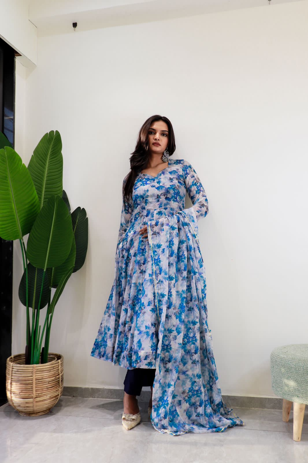 Beautiful Designer Party Wear Organza Taby Silk Gown