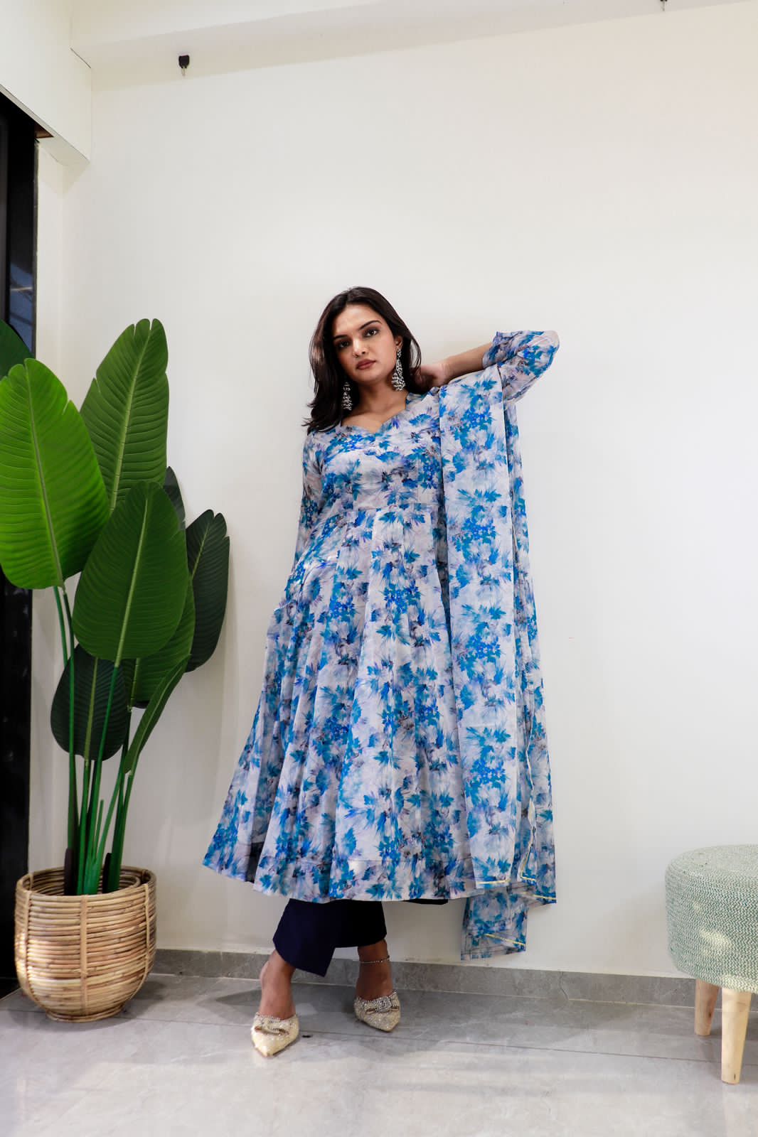 Beautiful Designer Party Wear Organza Taby Silk Gown