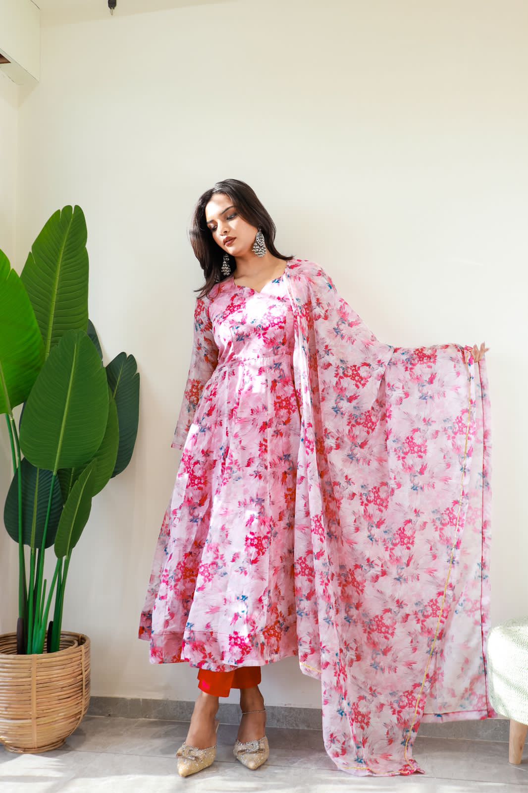 Beautiful Designer Party Wear Organza Taby Silk Gown