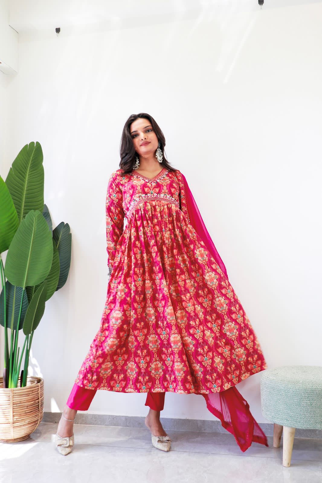 Beautiful Designer Party Wear Organza Taby Silk Gown